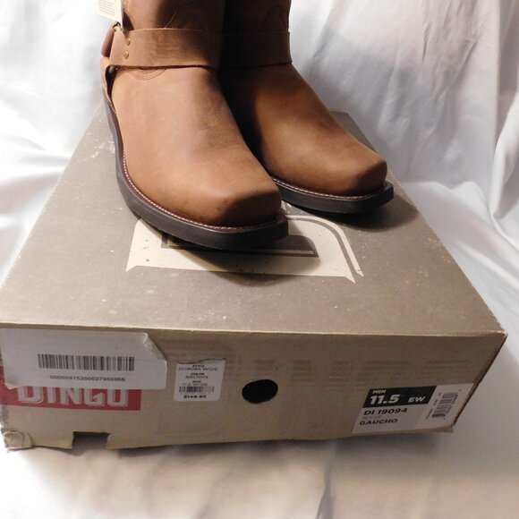 Dingo Rev-Up Gaucho Brown Leather Men's Boot Size 11.5 Wide NEW IN BOX - Picture 1 of 12